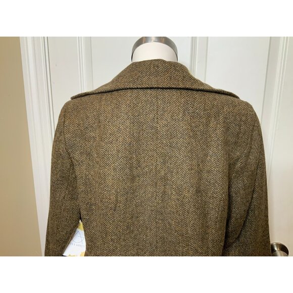 Great Scot! Lady Mary Brown Herringbone Wool Tweed Double Breasted Jacket Sz 12 - Picture 6 of 7